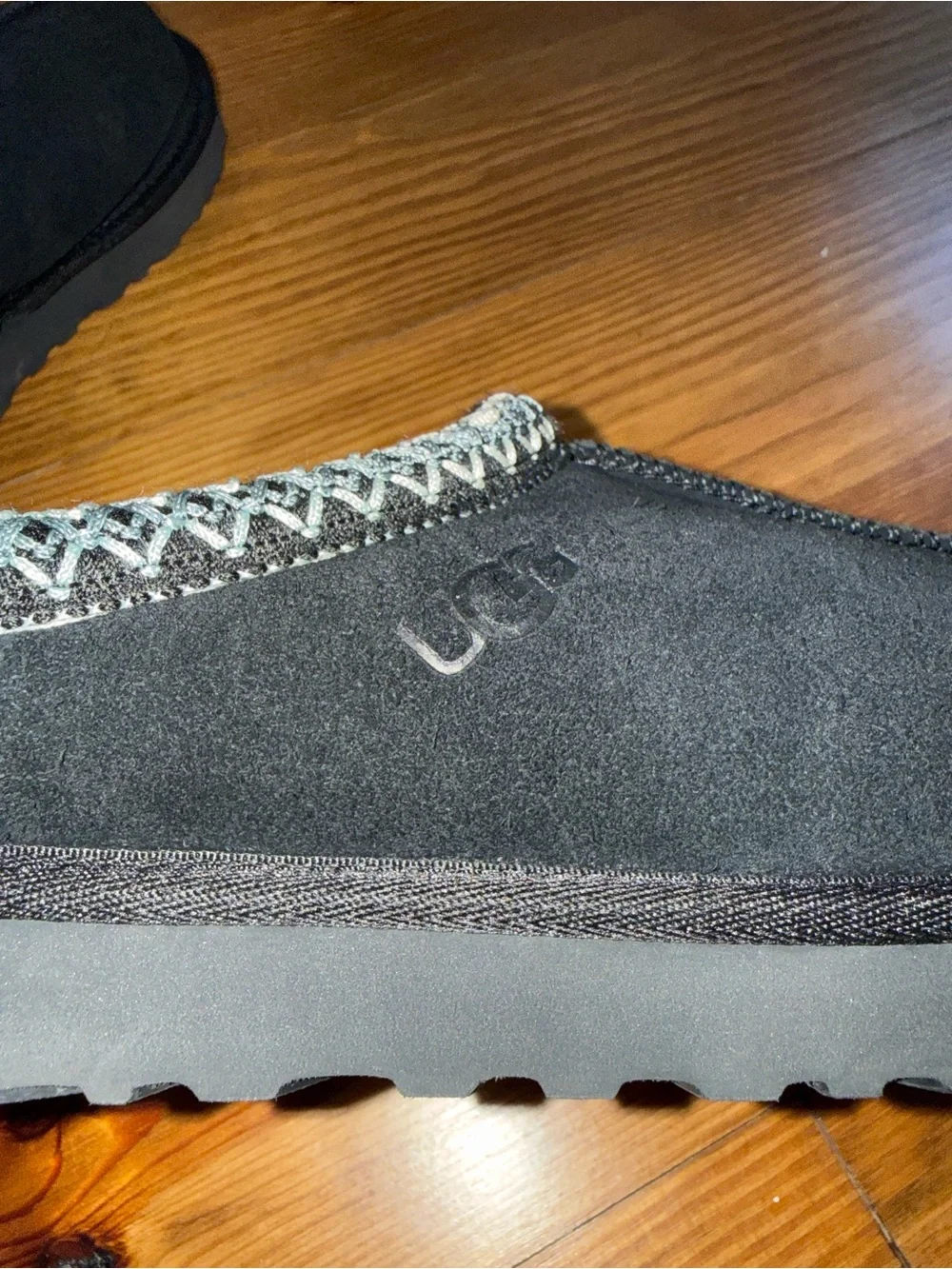 UGG Tasman Black Plush Shearling Lined Slip-Ons - Picture 3 of 7